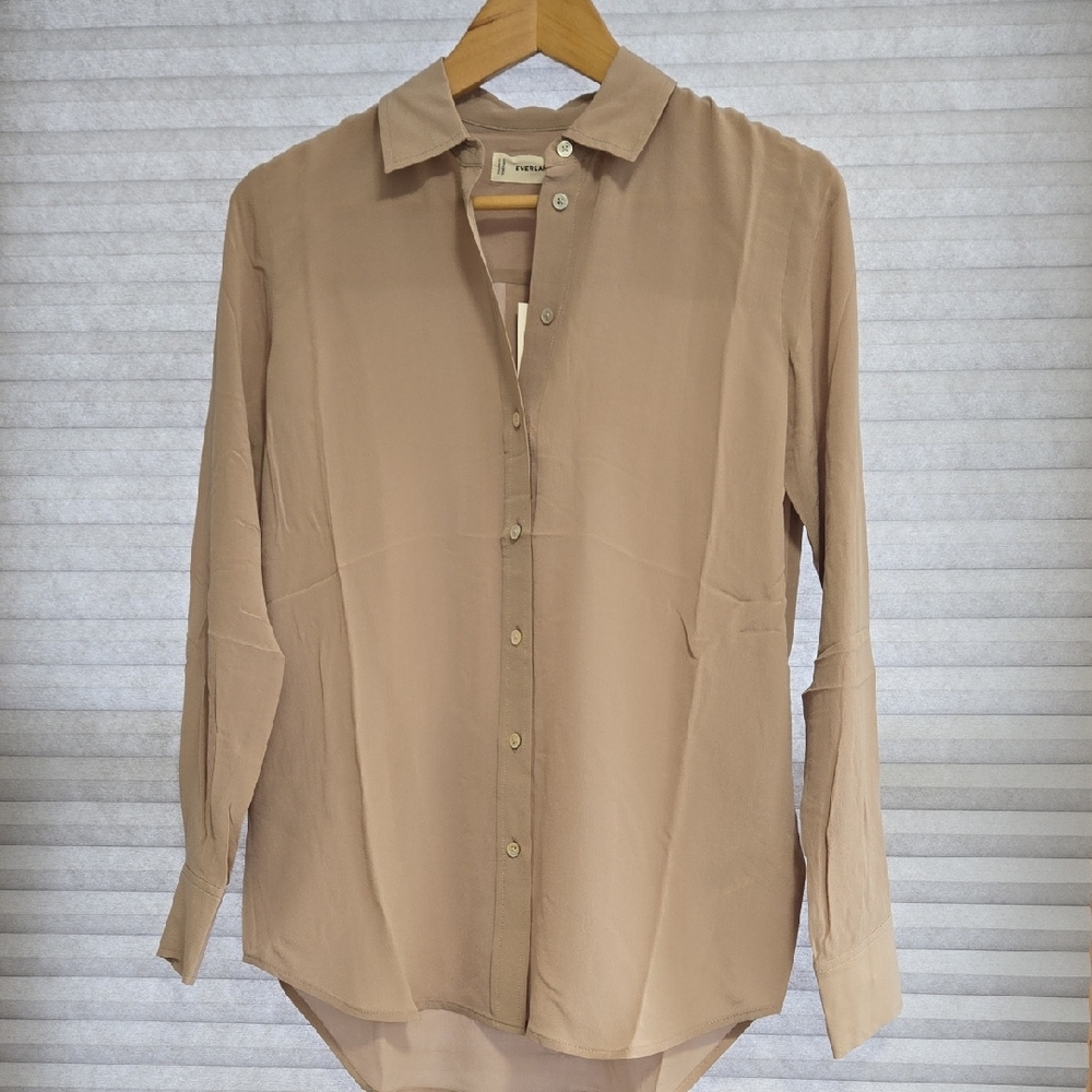 Everlane Taupe Must-Have Washable Silk Shirt